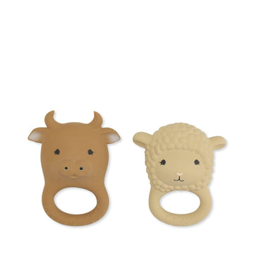 Konges Sløjd A/S 2 PACK TEETHER FARM Teeth soothers SHEEP/COW