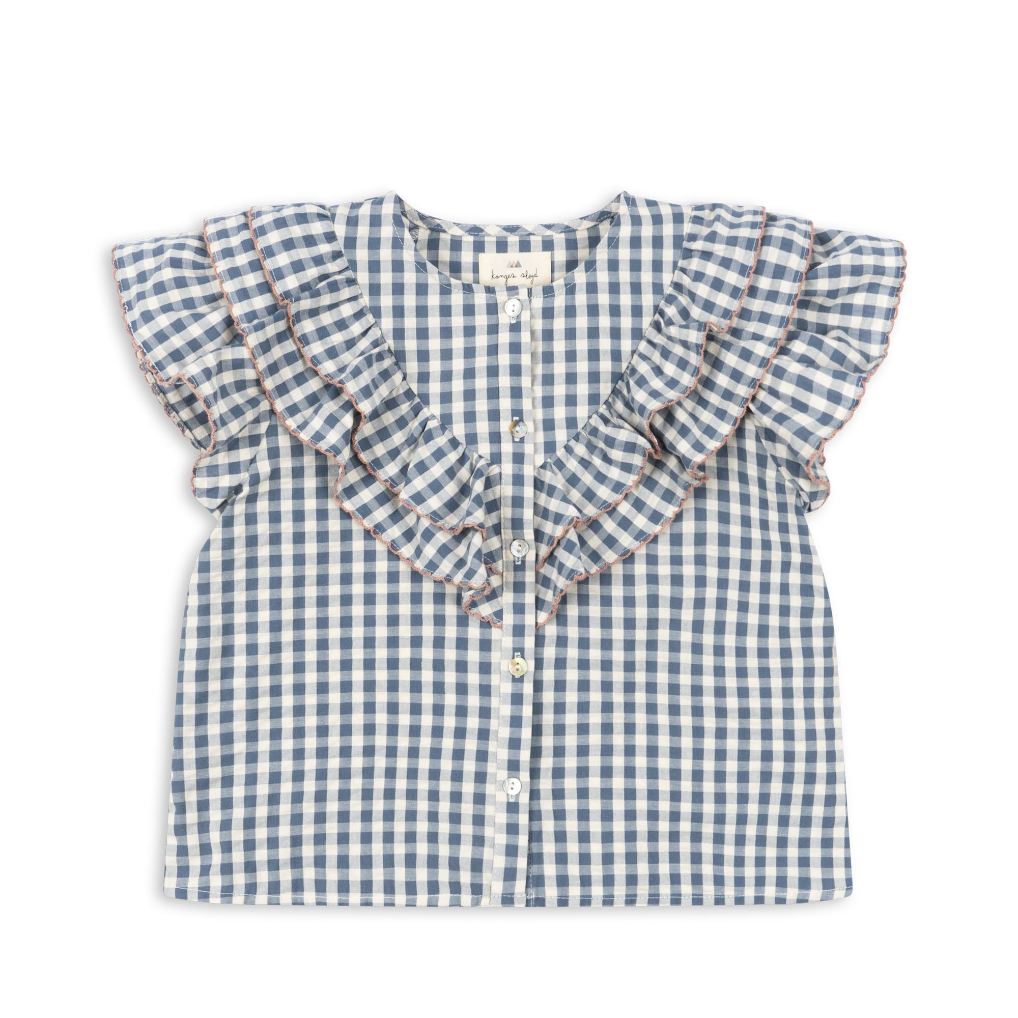 Konges Sløjd A/S KIM FRILL SS SHIRT Blouses with short sleeves - Woven CAPTAINS BLUE CHECK