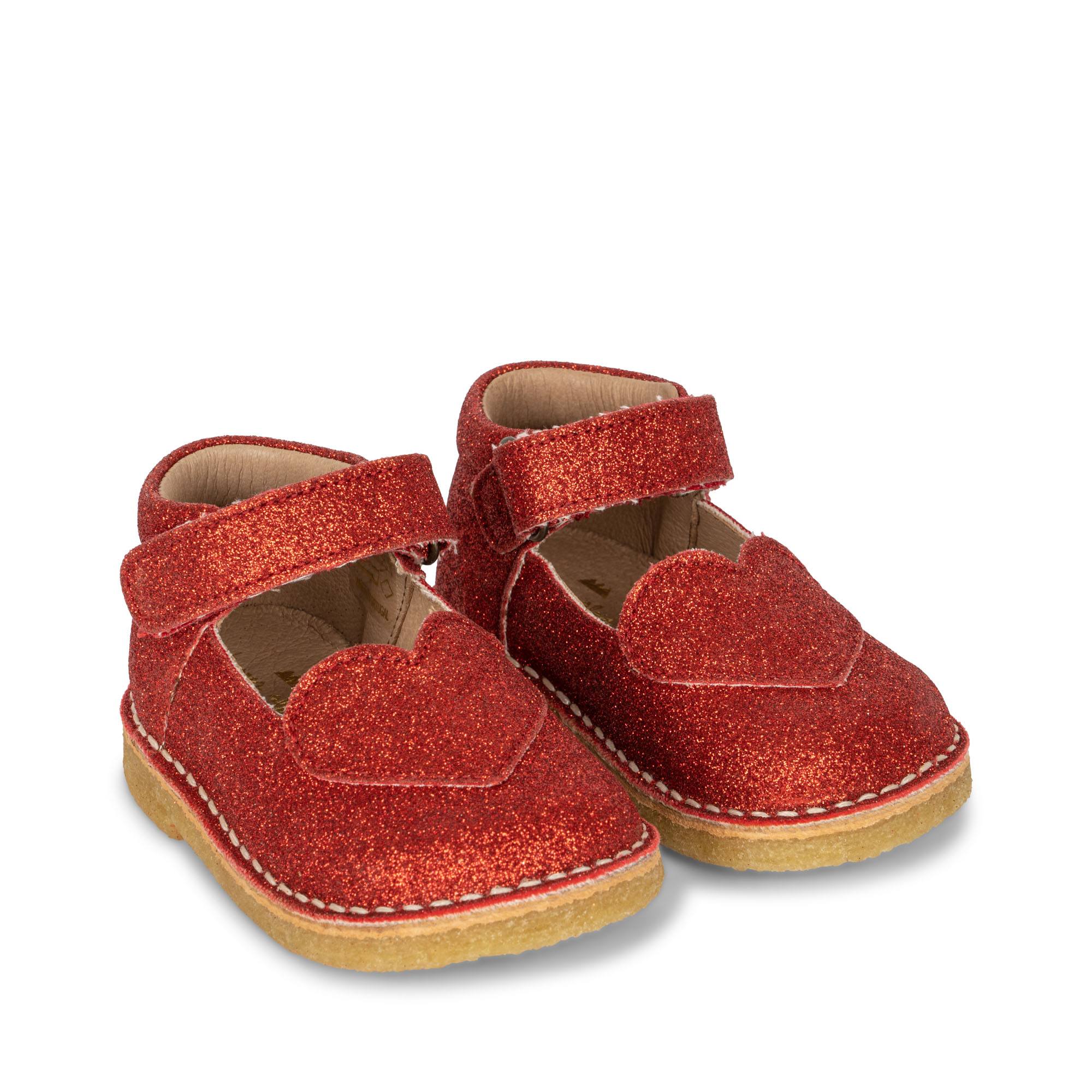 Konges Sløjd A/S MINNIE COEUR GLITTER SHOE Leather sandals CHRISTMAS RED