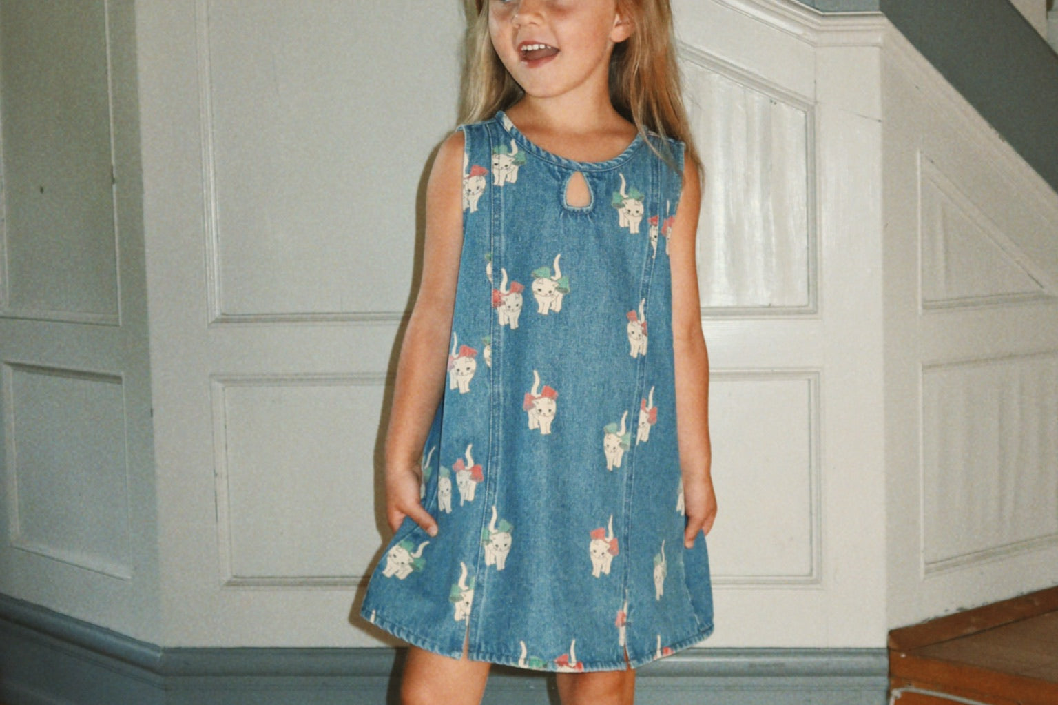 Konges Sløjd A/S WOVEN DRESSES bow kitty denim