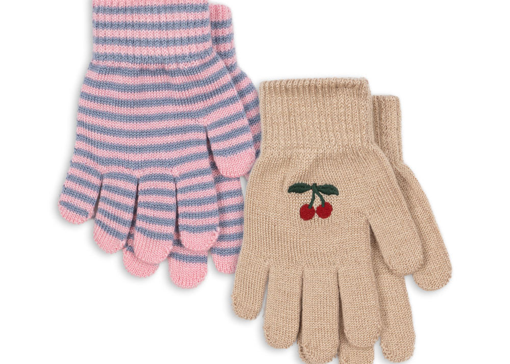 Konges Sløjd | 2 Pack Filla Gloves - Cherry/stripe