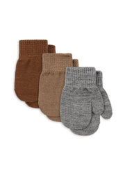 Konges Sløjd A/S MITTENS grey melange/beige/brown