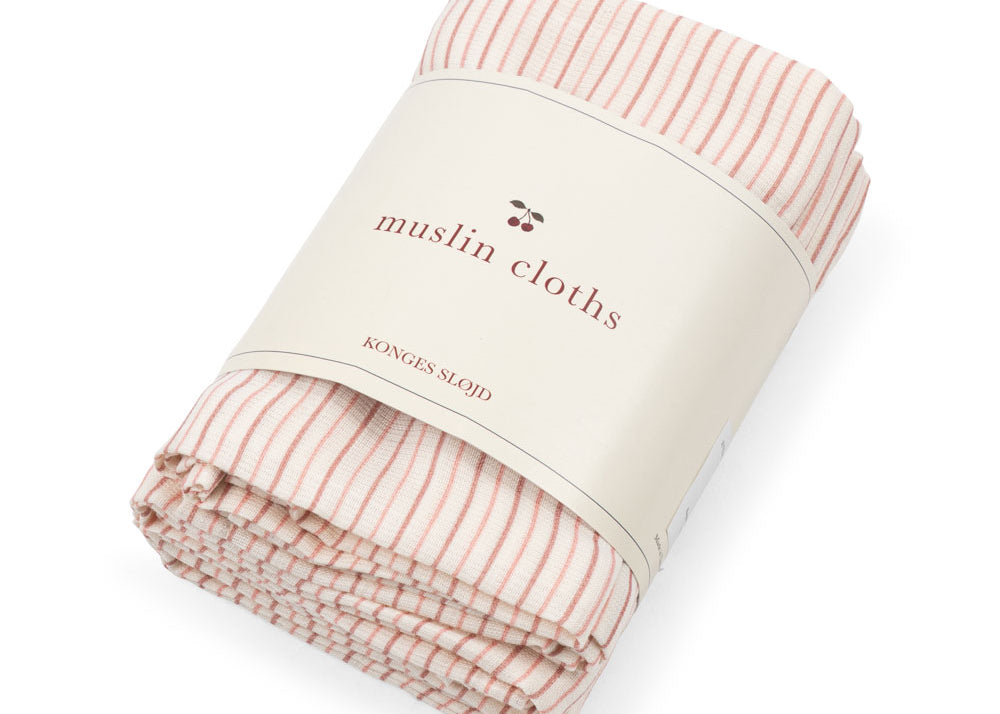 Konges Sløjd A/S MUSLIN CLOTHS stripie petite rose