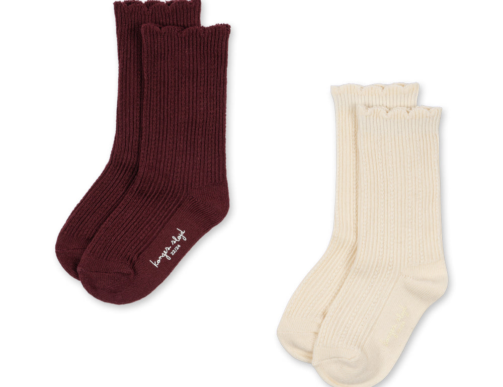 Konges Sløjd A/S SOCKS bordeaux/off white