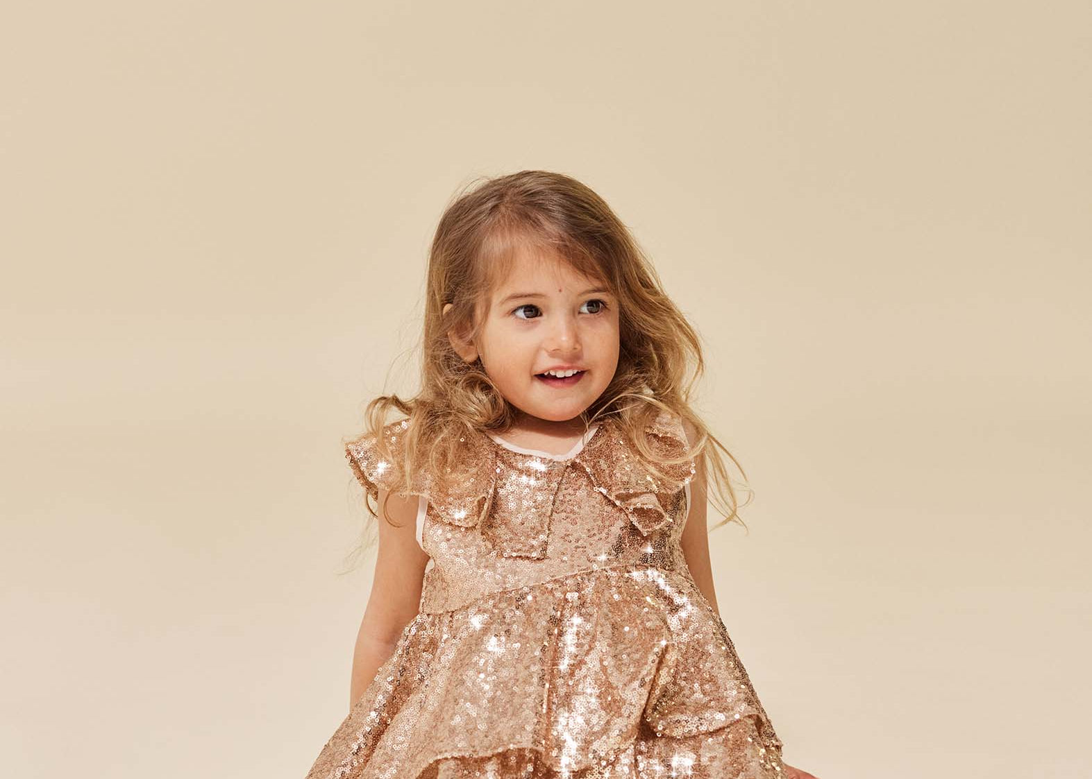 Konges Sløjd A/S STARLA SEQUIN DRESS Dresses and skirts - Woven GOLD BLUSH