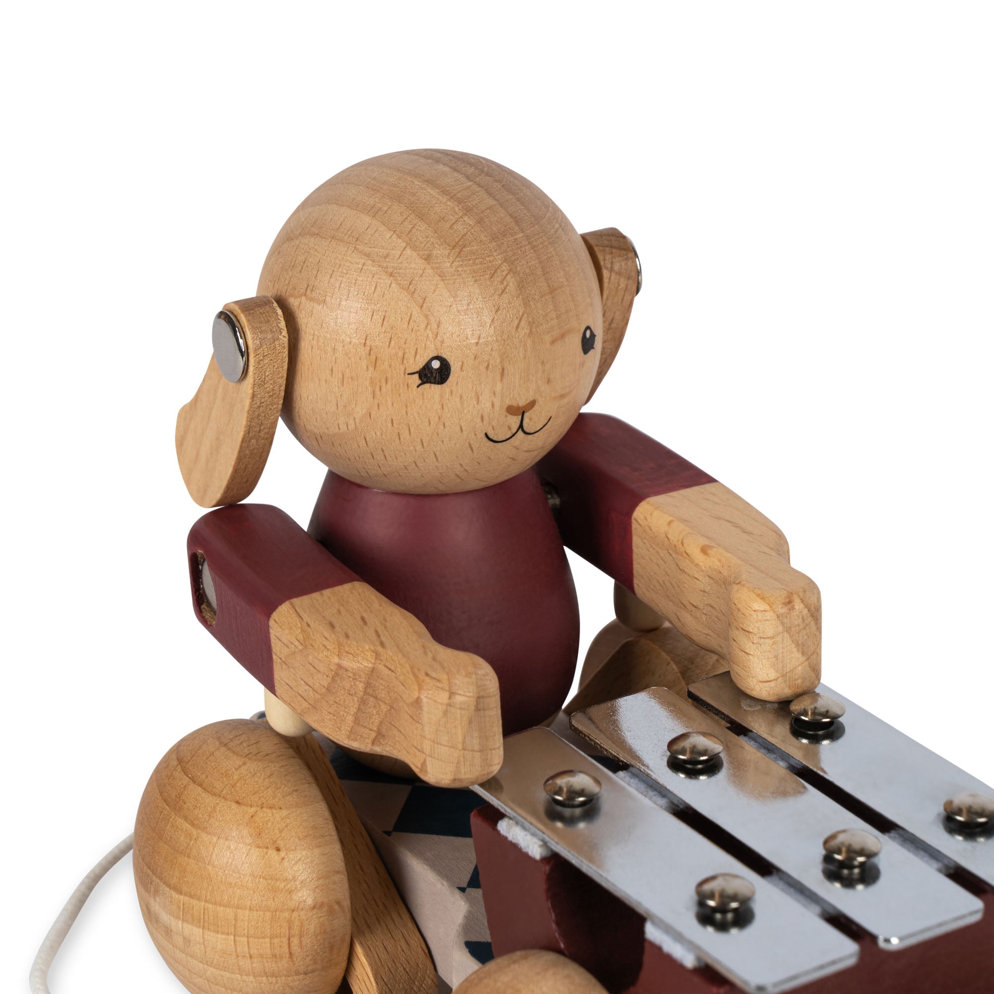 Konges Sløjd A/S WOODEN PULL MUSIC BUNNY Wooden toys BELL BOY RED